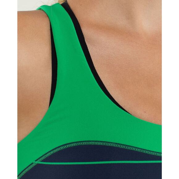 LULULEMON  Run: First Base Tank Size 4 Slalom Stripe Inkwell / Green Bean - Picture 2 of 8